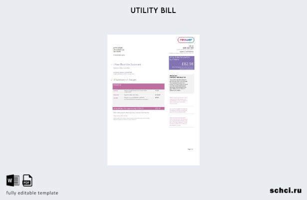 цифровая загрузка шаблона страницы счета за коммунальные услуги Npower в Соедине